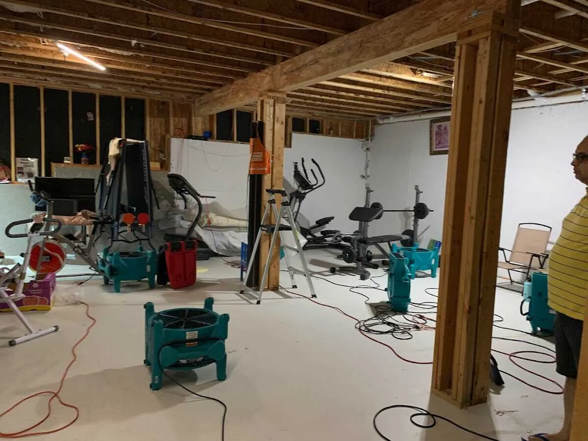 Basement drying equipment setup for Structural Drying in Anamosa
